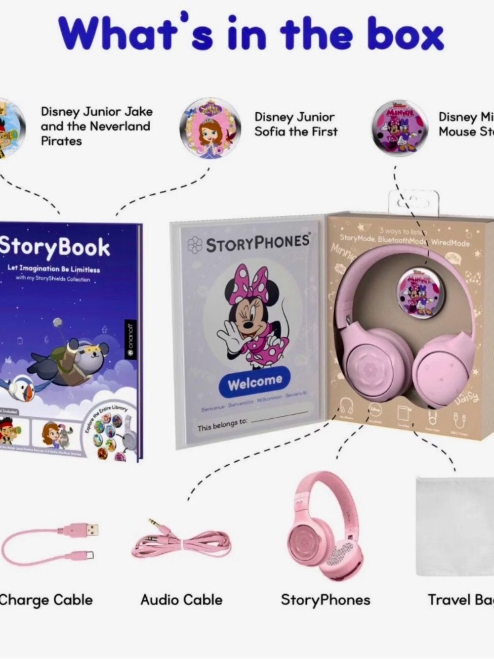 Disney Pink Minnie Mouse Kids Bluetooth StoryPhones Headphones